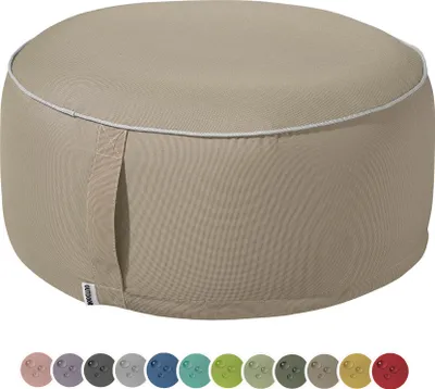 Produktbild von heimtexland Outdoor Pouf Sitzkissen wetterfest Garten Bodenkissen ausblasbar Fußhocker Yoga Lounge Hocker Tisch Party Deko Sitzsack 25x55 Typ551 Taupe