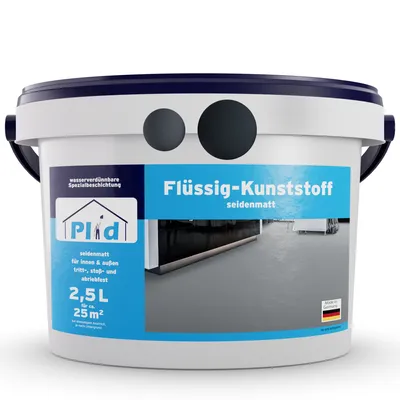Produktbild von Plid Flüssigkunststoff für Innen & Außen, Anthrazitgrau 2,5L für ca. 25m² - Betonfarbe, Bodenbeschichtung Terrasse, Werkstatt & Keller - Flüssig PVC