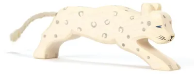 Schneeleopard Holzfigur handbemalt pädagogisch