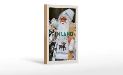 Produktbild von Holzschild Reise 12x18 cm Finnland Weihnachten Weihnachtsmann