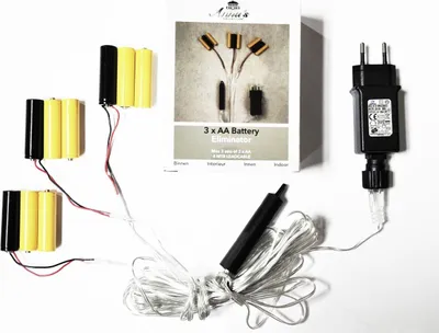 Productafbeelding van Batterijadapter voor 3 x 3 AA (Mignon) batterijen, 4,5V, met 4 meter kabel en netadapter