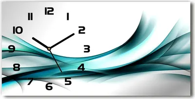 Produktbild von Wanduhr aus Glas – 60x30 cm - Glasbild - Glasuhr - Gehärtetes Glas - schwarze-zeiger - Wellen Abstraktion