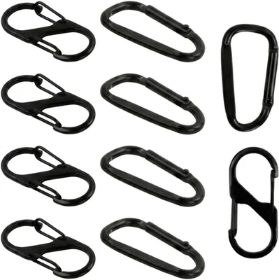 Imagen del producto de Mosquetones en forma de D y S, 10 unidades, color , de aluminio, para camping