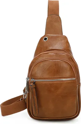 Produktbild von Brusttasche Umhängetasche Schultertasche Cross Body Sling Bag Herren Kunstleder BROWN (L-317)