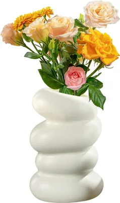Produktbild von Moderne dekorative spiralförmige Kunststoffvase für Heimdekoration, Trockenblumen, Tischdekoration (weiß)