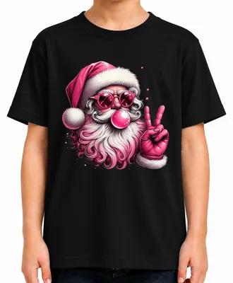 Produktbild von Hippie Weihnachtsmann Sonnenbrille Kaugummi Pink Santa Claus Cool Kinder T-Shirt, Schwarz, 140