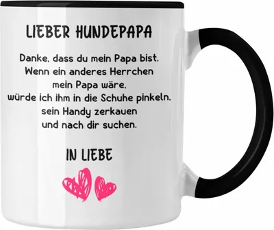Produktbild von Trendation - Hunde Papa Geschenk Tasse mit Spruch für Hundepapa (Schwarz)