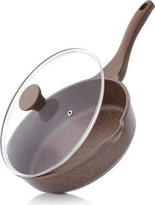 Produktbild von SENSARTE Granitbeschichtete Pfanne mit Deckel 28cm Toffeebraun, Induktion Geeignet, 5X Antihaftbeschichtung,