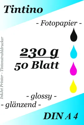 Produktbild von Tintino 50 Blatt Fotopapier DIN A4 230g/m² -einseitig glänzend-