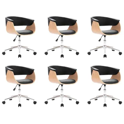 Obrázok produktu pre Otočné jedálenské stoličky 6 ks čierne umelá koža