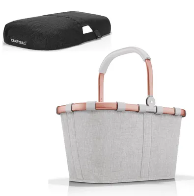 Produktbild von reisenthel SET carrybag Einkaufskorb Korb frame twist sky rose BK1036  + Cover schwarz BP7003
