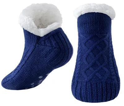 Immagine prodotto di Calzini caldi e confortevoli, da donna e da uomo, colore blu, taglia 36-44, con punteggiature antiscivolo
