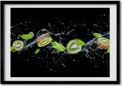 Produktbild von Bild - Bilderrahmen - 100 cm x 70 cm - MDF - Rahmen - Foto - Wandkunst Kiwi und Wasser