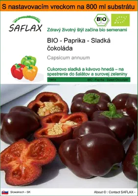 Obrázok produktu pre SAFLAX Garden in the bag - BIO - Paprika - Sladká čokoláda - Capsicum annuum - 10 Semená - S pestovateľským substrátom v praktickom samostaviteľnom vrecku