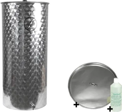 Produktbild von Saftfass Edelstahl mit Schwimmdeckel 150 Liter  Fass für Saft / Most / Apfelsaft