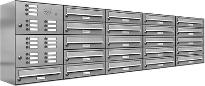 Produktbild von 21er V2A Edelstahl Briefkastenanlage für Aufputz - Wandmontage Klingel
