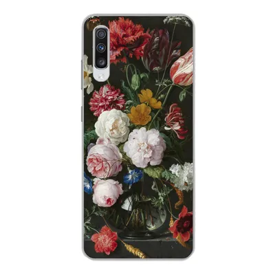 Produktbild von MuchoWow® Handyhülle Schutzhülle Hülle für Samsung Galaxy A70 Stilleben mit Blumen in einer Glasvase - Gemälde von Jan Davidsz. de Heem Silikon Softcase Handy Hülle - Schutzhaube