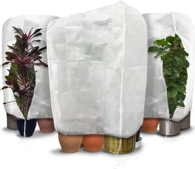 Produktbild von VOUNOT® 3er Set Winterschutz für Pflanzen Kübelpflanzen, Frostschutz Kübelpflanzensack mit Kordelzug, 80g/m², 200 x 240 cm