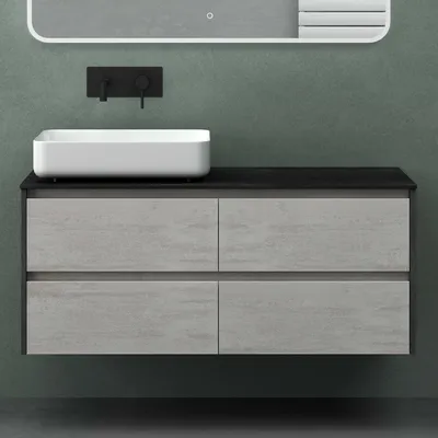 Produktbild von Mai & Mai Badmöbel-Set Waschbeckenunterschrank 120x48x51,6cm in Betonoptik mit 2-Schubladen inkl. Waschbecken Normal