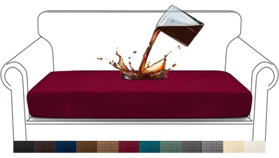 Produktbild von Sitzkissenbezug für Sofa 2 Sitzer Weinrot Wasserdicht Stretch Jacquard