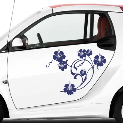 Produktbild von Aufkleber - Autoaufkleber-Set Hibiskus Swirl 2 Stk. je 60cm x 47cm königsblau - Tuning Carystyling Heckscheibe Auto