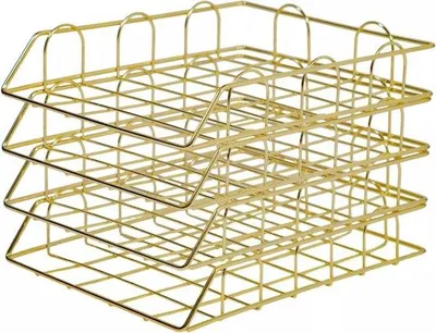 Produktbild von Famanu Dokumentenablage Stapelbar - Papierhalter Büro - Gold
