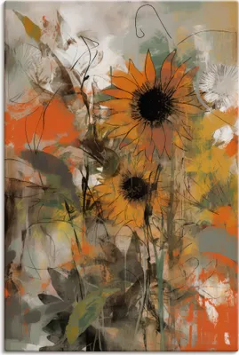 Produktbild von ARTland Leinwandbild Sonnenblumen Abstract Größe: 20x30 cm
