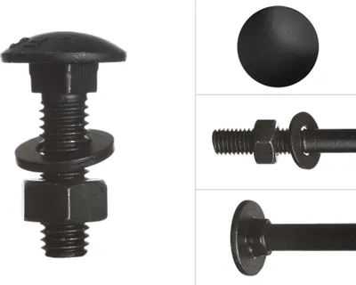 Produktbild von Schlossschrauben mit Mutter und Scheibe verzinkt schwarz M8 x 30 mm - pro 25 Stück