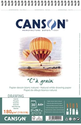 Immagine prodotto di CANSON C400060604 CANSON blocco carta da disegno a spirale "C" à grain, A4, 180 g/m²