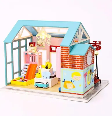 Produktbild von Habarri | Miniaturhaus - DIY-Puppenhaus - Holzhaus mit Möbeln und LED-Beleuchtung - Geschenk für Kinder - Spielzeugladen
