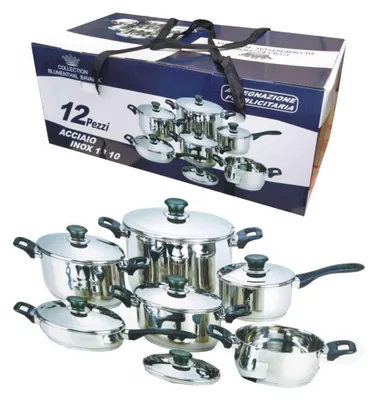 12-teiliges Kochgeschirr-Set, Stahl, verschiedene Durchmesser