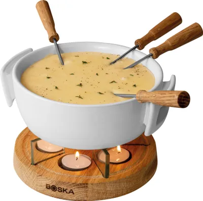 Obrázok produktu pre Boska Fondue Set Twinkle - Fondue syr - Syrové fondue - Fondue s čajovými svetielkami - Objem 1,6 l - Pre 4 osoby - Vrátane. Vidličky na fondue - ocenený - keramika