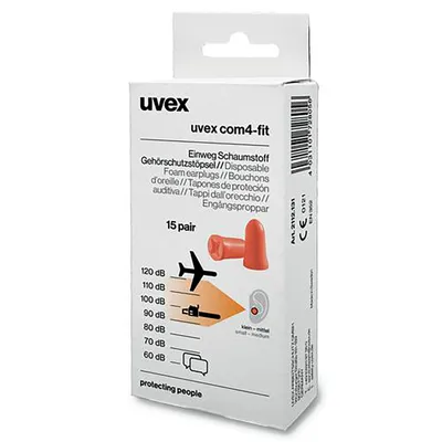 Produktbild von uvex com 4-fit Ohrstöpsel 33 dB Schaumstoff, 15 Paar