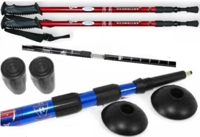 Produktbild von Teleskopische Nordic-Walking-Stöcke 135 cm mit Anti-Shock-System, Gummigriff