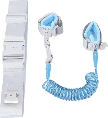 Productafbeelding van Veiligheidslijn voor peuters met slot, 2-in-1, anti-verlies polsband, reflecterende looplijntje voor kinderen, geschikt voor outdoor activiteiten, blauw