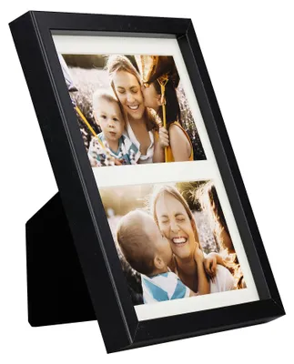 Image de Omgoods - Cadre photo multifonctionnel - 17 x 23 cm avec 2 découpes pour photos, noir