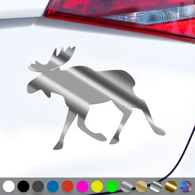 Produktbild von PantherPixel Elch Aufkleber Rentier Schweden Wohnmobil Camping Sticker Auto Geschenkidee Farbe Chrom-Silber