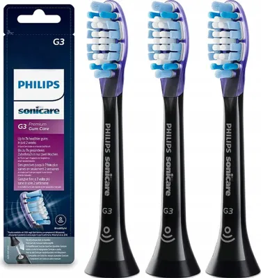 Produktbild von Philips | Aufsteckbürsten für Philips Sonicare G3 - Schwarz - 3 Stück - Originalqualität - Zahn- und Zahnfleischpflege