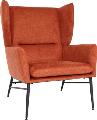 Produktbild von Lounge-Sessel HWC-L62, Ohrensessel Cocktailsessel Sessel Polstersessel, Stoff/Textil Metall  terracotta-braun