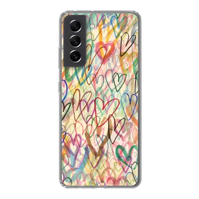 Produktbild von MuchoWow® Handyhülle Schutzhülle Hülle für Samsung Galaxy S21 FE Eine Illustration mit Herzen im Hintergrund Silikon Softcase Handy Hülle - Mobiltelefonhülle
