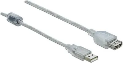 Productafbeelding van Delock - USB-verlengkabel - USB (vrouwelijk) naar USB (mannelijk) - USB 2.0 - 5 meter - transparant