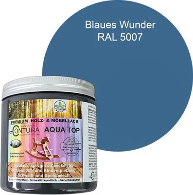 Produktbild von Contura 250ml. Möbellack Lack für Kinderspielzeug Buntlack DIN EN71/3 Buntlack Holzlack - RAL 5007 Blaues Wunder