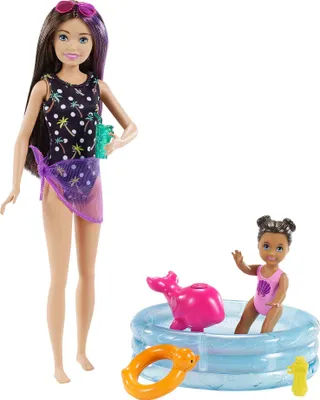 Produktbild von Barbie Skipper Babysitter Puppe, Spielset mit Baby-Puppe und Pool