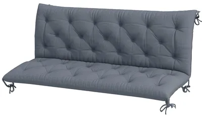 Produktbild von 3 Sitzer Bankauflage 150 x 98 x 8 cm Sitzkissen mit B?ndern Rš¹ckenkissen fš¹r Indoor/Outdoor Polster Auflage fš¹r Sitzbank Gartenbank Gartenm?bel Hollywoodschaukeln Dunkelgrau