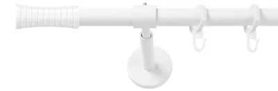 Produktbild von SN Deco Gardinenstange Nancy, 19 mm, 1-läufig, Stahl, Komplett-Set mit Ringen, geschlossener Träger, 100 cm, weiß