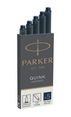 Immagine prodotto di Parker 1950385 Cartuccia d'inchiostro Quink - nero-blu, 5 cartucce