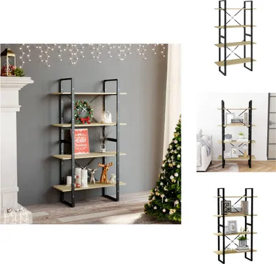 Produktbild von vidaXL Bücherregal 4 Fächer Sonoma-Eiche 80x30x140 cm Holzwerkstoff - Bücherregale & Bücherschränke