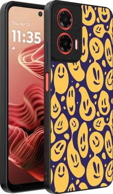 Produktbild von Smartphonica Telefon Fall geeignet für Motorola Moto G35 mit Smiley-Druck - TPU zurück Abdeckung Fall Emoji Design - lila gelb