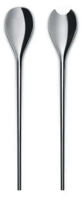 Salatbesteck aus Edelstahl, silber, 17 x 9,6 x 19,5 cm, 2 Stück