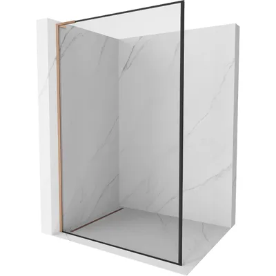 Produktbild von Mexen Kioto L Duschwand Walk-in 60 x 200 cm, schwarzes Muster, gebürstetes Kupfer - 800-060-103-65-70